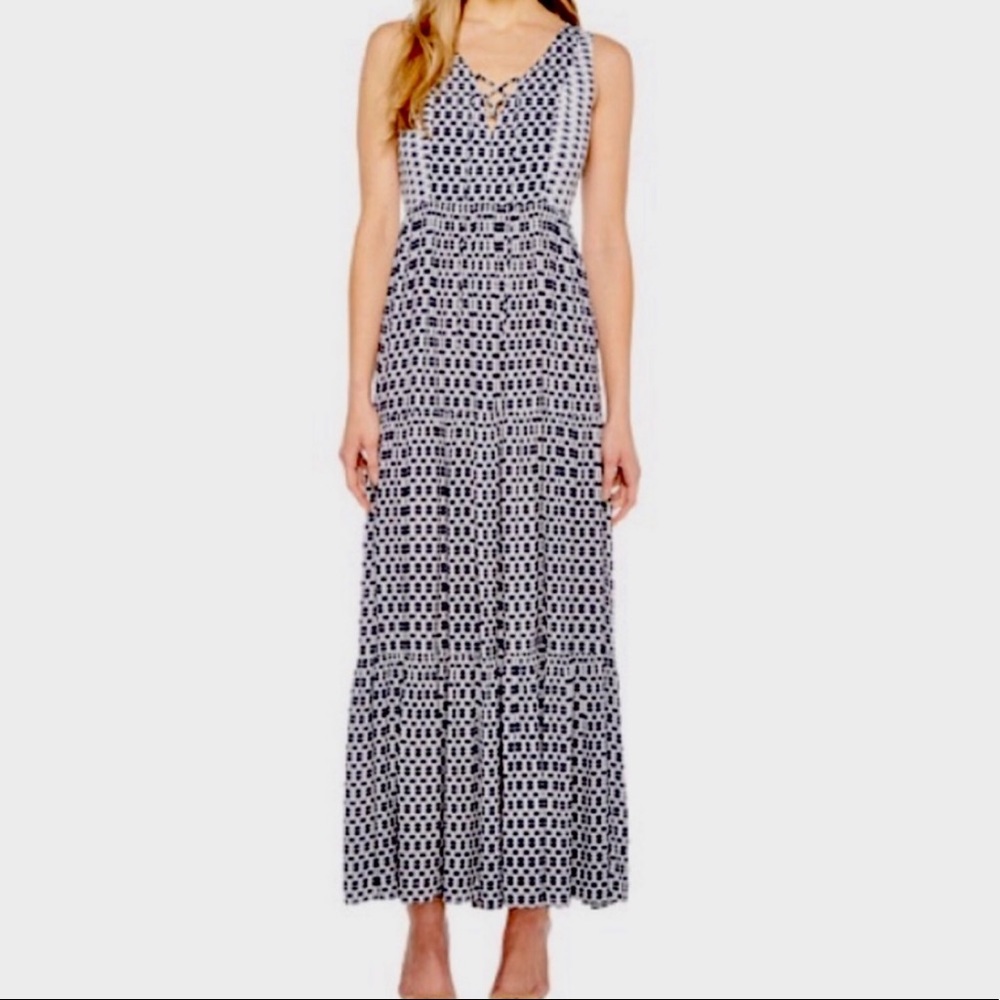 Sanctuary Blue & White Aubrey Lace Up Maxi Dress